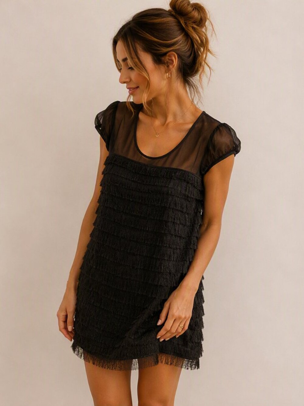 Vintage Kensie Black Fringe Dress 1920s Swifty Dolly Parton vibes size small